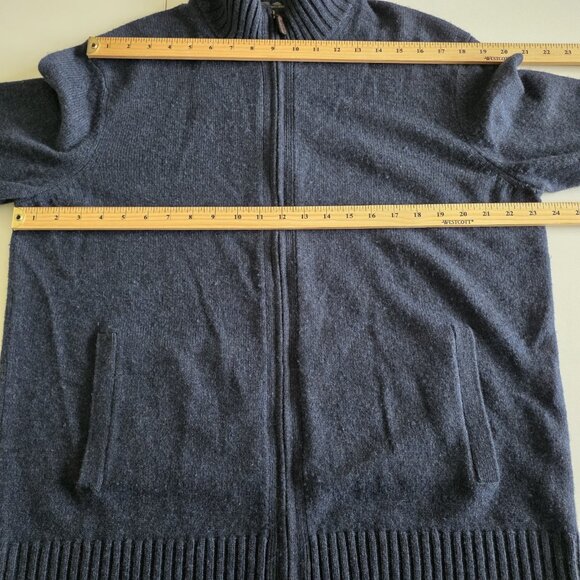 Black Brown 1826 Wool Blend Sweater XL Mens Navy Full Zip Mock Neck LS Pockets - Picture 4 of 13